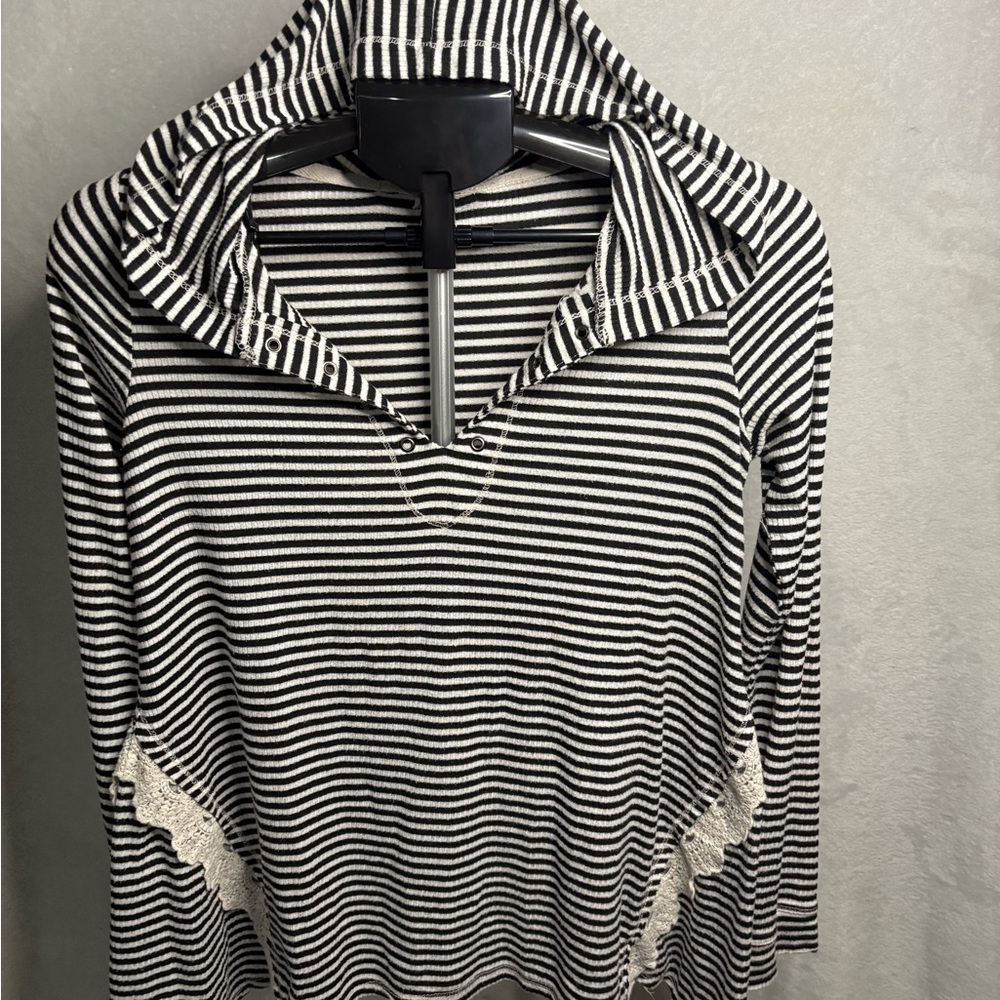 Rewind Black and White Striped Blouse